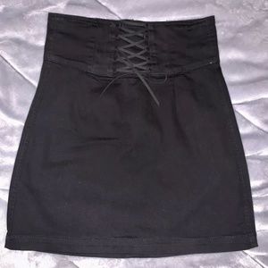Black lace up skirt